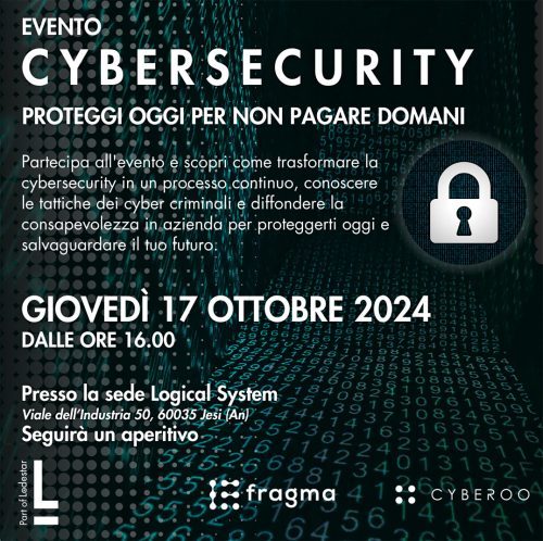 Locandina evento Cybersecurity Logical System e Fragma